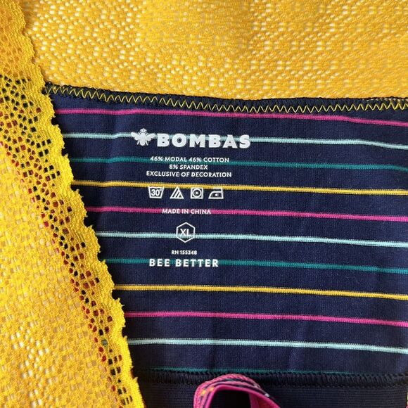 Bombas Lace Trimmed Striped Thong Sz‎ XL NWOT - Picture 3 of 3